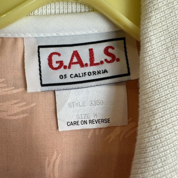 VTG 80s GALS of California 3/4 Button Up Bowling Shirt Peach‎ Womens Size M/L - Picture 5 of 9